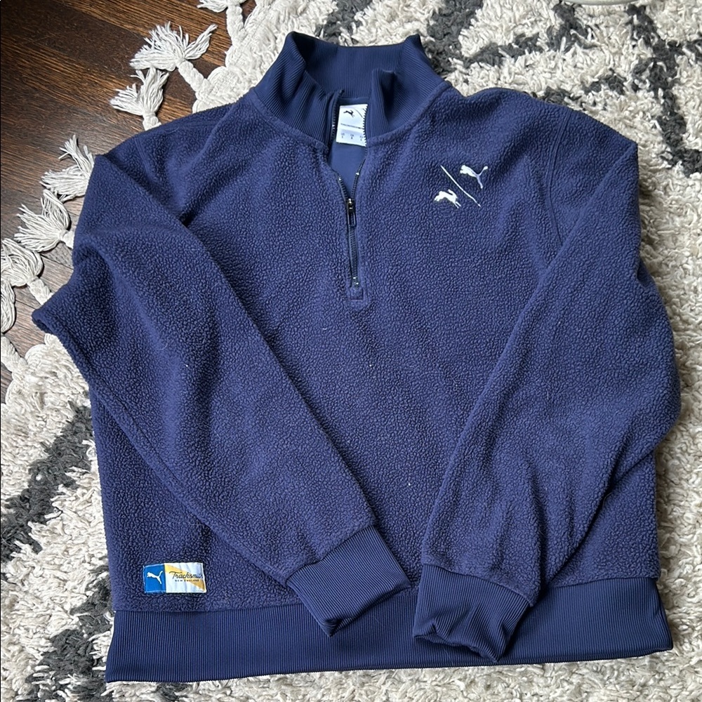 Tracksmith Men’s Navy Fuzzy Zip Pull Over